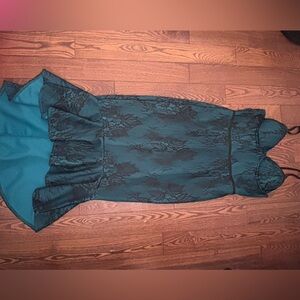 Teal High Low Lace Dress